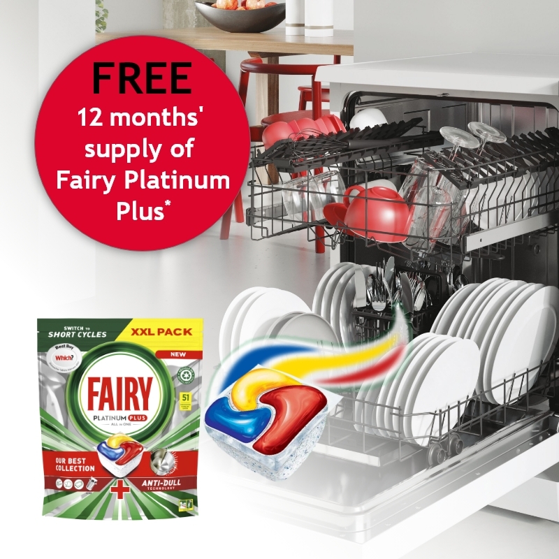 Free 12 months’ worth supply of Fairy Platinum Plus Dishwasher tablets