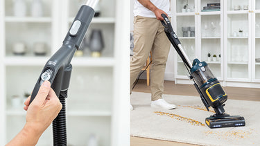 Easy switch from hard floor to carpet