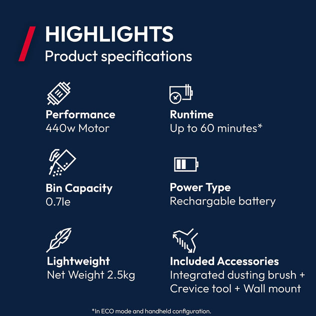 Cordless vacuum cleaner - HF3 DYNAMIC CLEAN - HF310H 001 - 39401110