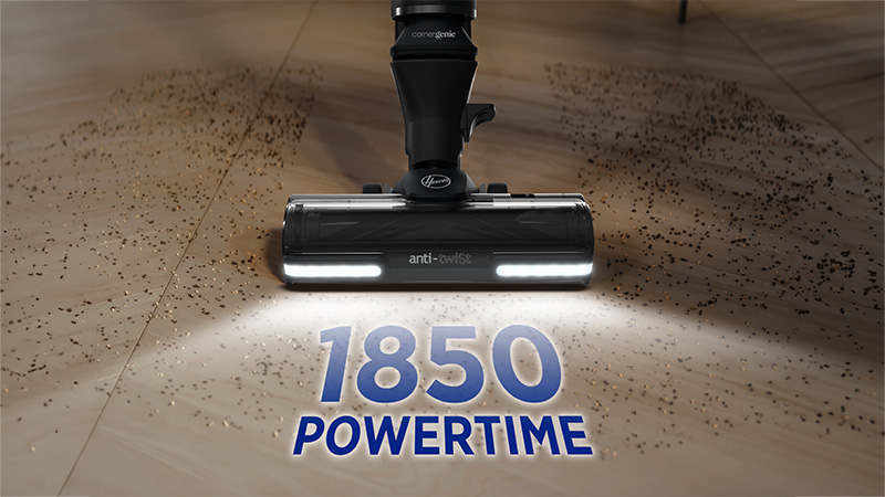 Up to 1850 Powertime: The ideal balance between suction power and runtime