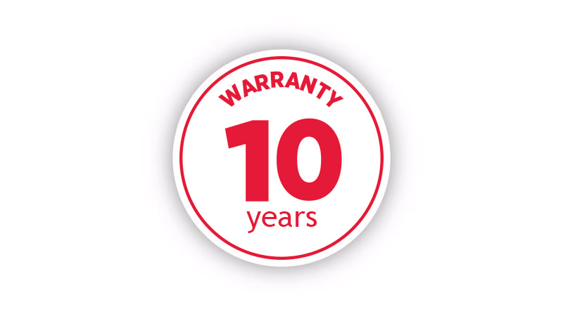 10 Year Parts Warranty