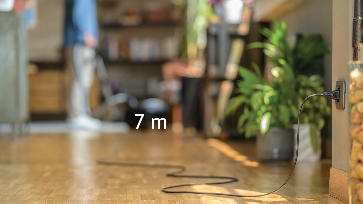 Až 9,5 m bez výměny zásuvky!